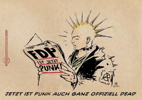 Cartoon: Punk is dead! (medium) by Guido Kuehn tagged fdp,punk,fdp,punk