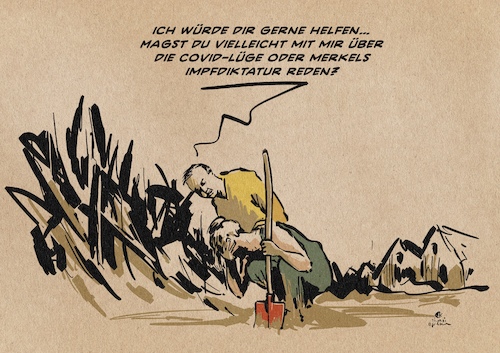 Cartoon: Querdenker helfen (medium) by Guido Kuehn tagged querdenker,flut,katastrophe,ahrweiler,querdenker,flut,katastrophe,ahrweiler