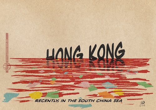 Cartoon: recently in the south china sea (medium) by Guido Kuehn tagged china,hong,kong,democracy,lennon,china,hong,kong,democracy,lennon