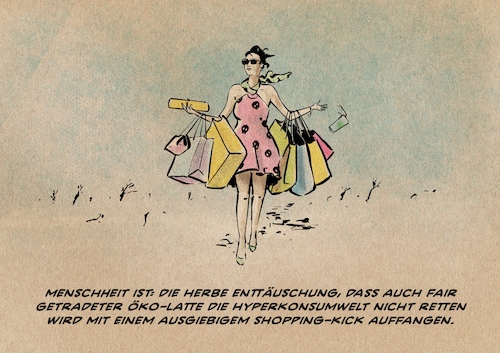 Cartoon: Selbstgenügsamkeitsmangel (medium) by Guido Kuehn tagged umwelt,klima,wirtschaft,konsum,verbrauch,umwelt,klima,wirtschaft,konsum,verbrauch