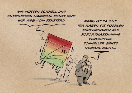 Cartoon: Verdoppelung (medium) by Guido Kuehn tagged klima,iae,oecd,politik,klima,iae,oecd,politik