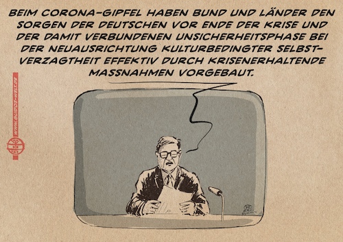 Cartoon: Voerst gerettet (medium) by Guido Kuehn tagged corona,covid,gipfel,regierung,bund,länder,lockerungen,scheuer,corona,covid,gipfel,regierung,bund,länder,lockerungen,scheuer