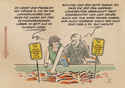 Cartoon: Wir können ja doch nix machen. (medium) by Guido Kuehn tagged fleisch,konsum,tönnies,laschet,wandel,ökologie,ökonomie,fleisch,konsum,tönnies,laschet,wandel,ökologie,ökonomie