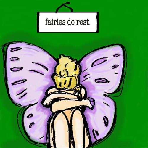 Cartoon: Fairy (medium) by oursoula tagged fairy,rest,art,green,purple