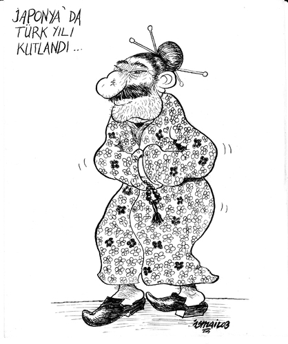 Cartoon: Turkish year in Japan (medium) by ismailozmen tagged japan,turkish,year,ismail,özmen