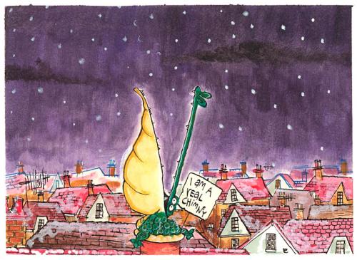 Cartoon: Crocodile (medium) by dotmund tagged crocodile,hunting,christmas,rooftops