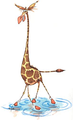 Cartoon: Pond skater (medium) by dotmund tagged giraffe,walking,on,water