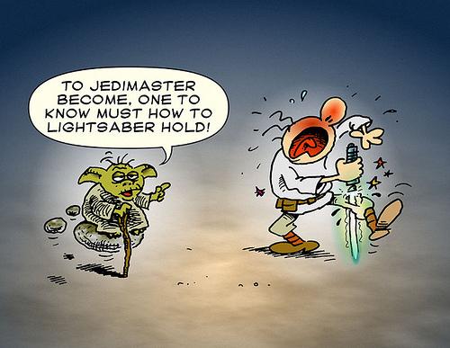 Cartoon: Jedi Master (medium) by gnurf tagged jedi,yoda,lightsaber,starwars