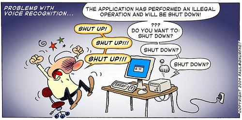 Cartoon: Problems With Voice Recognition (medium) by gnurf tagged gnurf,computer,crash,voice,recognition,error