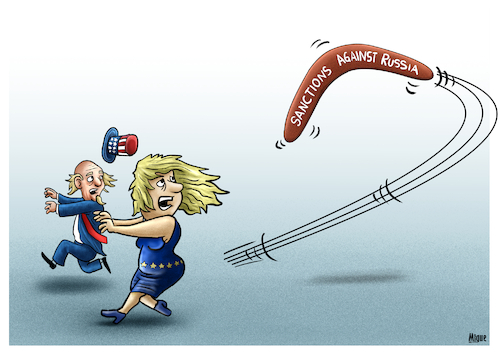 Cartoon: Boomerang (medium) by miguelmorales tagged russia,sanctions,oil,gas,shortage,eu,ukraine,war,conflict,inflation,russia,sanctions,oil,gas,shortage,eu,ukraine,war,conflict,inflation