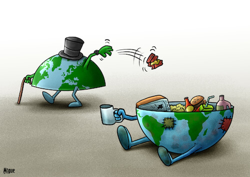 Cartoon: North and south (medium) by miguelmorales tagged north,south,inequalities,poor,rich,countries,north,south,inequalities,poor,rich,countries
