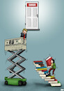 Cartoon: The ladder of success (small) by miguelmorales tagged education,rich,poor,corruption,money,carrer,university