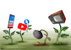 Cartoon: Weeds (small) by miguelmorales tagged social,media,digital,fake,news,tv,kowledge,brain,youtube