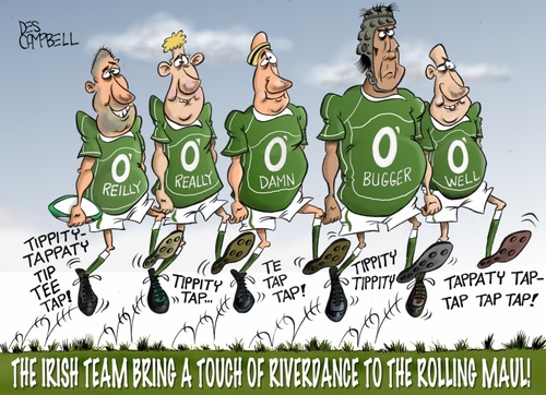 Cartoon: six Nations - week two (medium) by campbell tagged ireland,rugby,team,riverdance,sport