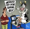 Cartoon: An unexpected item! (small) by campbell tagged tesco supermarket cow shopping