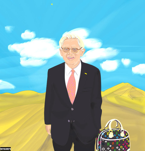 Cartoon: Ratzinger for Louis Vuitton (medium) by nerosunero tagged ratzinger,papacy,pope,resignation,louis,vuitton,ads