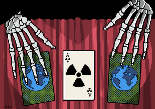 Cartoon: A deadly game (medium) by Enrico Bertuccioli tagged nuclear,nuclearbomb,nuclearmenace,atomicbomb,atomicthreat,power,destruction,devastation,political,technology,war,nuclearwar,russia,ukraine,putin,zelensky,global,worldwar,europe,economy,business,nuclearweapons,death,humanbeings,nuclear,nuclearbomb,nuclearmenace,atomicbomb,atomicthreat,power,destruction,devastation,political,technology,war,nuclearwar,russia,ukraine,putin,zelensky,global,worldwar,europe,economy,business,nuclearweapons,death,humanbeings