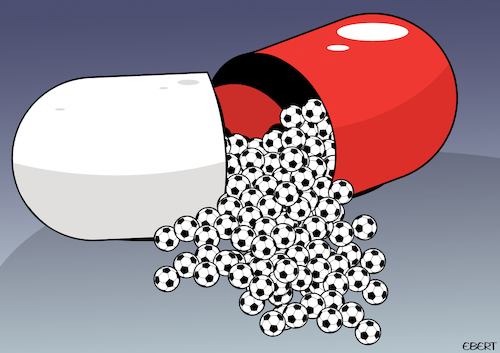 Cartoon: Opium of the people (medium) by Enrico Bertuccioli tagged football,supporters,fanaticism,sport,economy,money,business,society,people,global,world,championship,addiction,betting,game,football,supporters,fanaticism,sport,economy,money,business,society,people,global,world,championship,addiction,betting,game