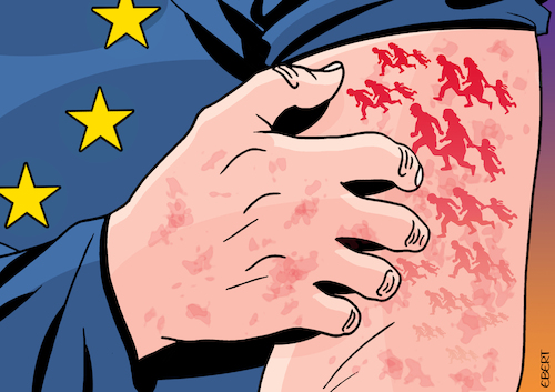 Cartoon: Refugee rash (medium) by Enrico Bertuccioli tagged political,immigrants,migrants,refugees,europeanunion,eu,europe,welcome,restrictions,safety,rescue,seatragedy,politicalcartoon,editorialcartoon,asylum,asylumseekers,refugeecrisis,protection,security,business,money,economy,political,immigrants,migrants,refugees,europeanunion,eu,europe,welcome,restrictions,safety,rescue,seatragedy,politicalcartoon,editorialcartoon,asylum,asylumseekers,refugeecrisis,protection,security,business,money,economy