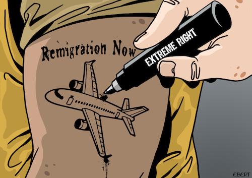 Cartoon: Tattoo for migrants (medium) by Enrico Bertuccioli tagged remigration,farright,extremeright,immigration,migration,immigrationpolicies,eu,racism,intolerance,integration,fundamentalism,migrants,immigrants,refugees,tattoo,freedom,political,politicalcartoons,politicalcartoon,editorialcartoon,editorialcartoons,remigration,farright,extremeright,immigration,migration,immigrationpolicies,eu,racism,intolerance,integration,fundamentalism,migrants,immigrants,refugees,tattoo,freedom,political,politicalcartoons,politicalcartoon,editorialcartoon,editorialcartoons