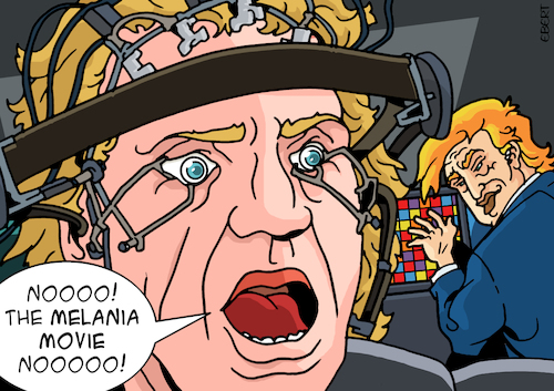 Cartoon: The Melania cure (medium) by Enrico Bertuccioli tagged melania,melaniatrump,trump,donaldtrump,melaniamovie,megalomaniac,egomaniac,egocentrism,narcissism,narcissist,amazon,jeffbezos,propaganda,communication,aclockworkorange,political,politicalcartoon,politicalcartoons,editorialcartoon,editorialcartoons,melania,melaniatrump,trump,donaldtrump,melaniamovie,megalomaniac,egomaniac,egocentrism,narcissism,narcissist,amazon,jeffbezos,propaganda,communication,aclockworkorange,political,politicalcartoon,politicalcartoons,editorialcartoon,editorialcartoons