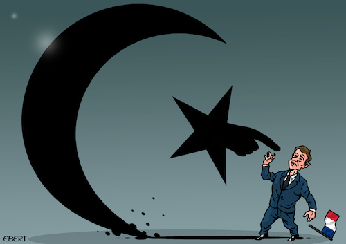 Cartoon: The shadow... (medium) by Enrico Bertuccioli tagged macron,france,religion,extremism,islam,muslim,islamism,tolerance,intolerance,dialogue,freedom,expression,speech,government,political,policy,society,people,crisis,satire,clash,culture