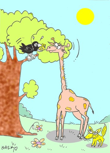 Cartoon: a matter of cheese (medium) by yasar kemal turan tagged games,cheese,giraffe,fox,crow