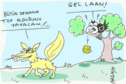 Cartoon: blackmail (medium) by yasar kemal turan tagged blackmail,crow,fox,cheese