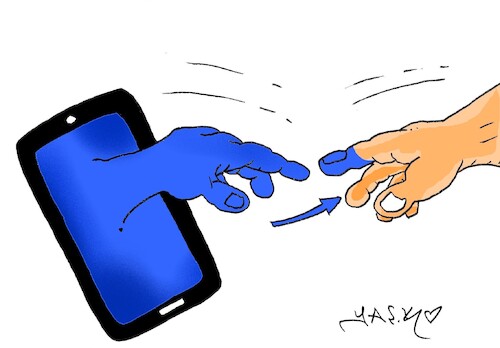 Cartoon: blue nightmare (medium) by yasar kemal turan tagged blue,nightmare