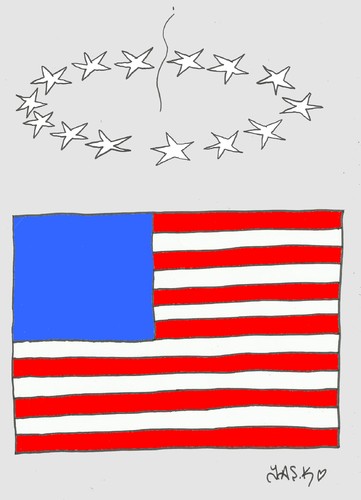 Cartoon: crisis (medium) by yasar kemal turan tagged finance,economy,america,us,crisis,flag