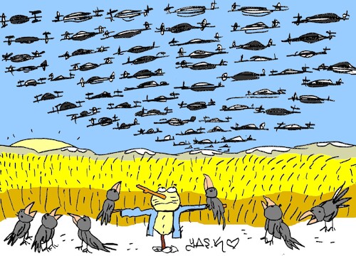 Cartoon: drone fleet (medium) by yasar kemal turan tagged drone,fleet