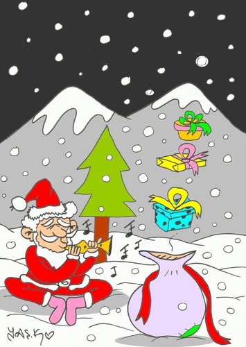 Cartoon: gifts (medium) by yasar kemal turan tagged gifts,father,christmas,love