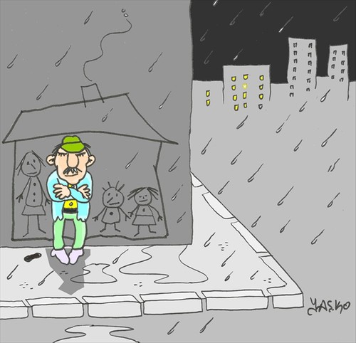 Cartoon: home (medium) by yasar kemal turan tagged home,homeless,love