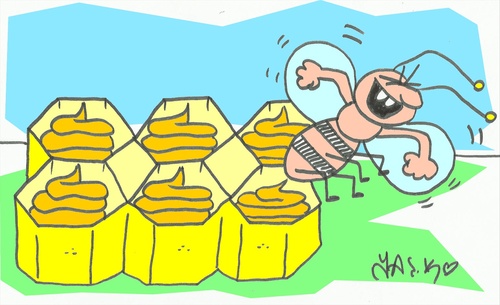 Cartoon: honeeeeey (medium) by yasar kemal turan tagged love,stool,bee,honey