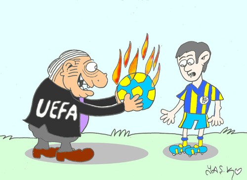 Cartoon: injustice (medium) by yasar kemal turan tagged fire,hell,ball,injustice,fenerbahce,uefa