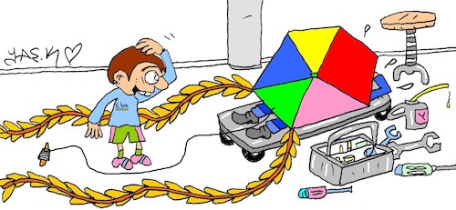 Cartoon: kids with kite hearts (medium) by yasar kemal turan tagged kids,with,kite,hearts