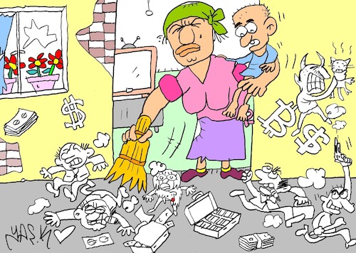 Cartoon: laboring mother (medium) by yasar kemal turan tagged laboring,mother
