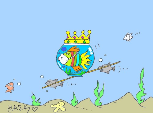 Cartoon: life in the water (medium) by yasar kemal turan tagged life,in,the,water