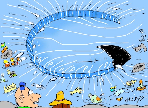 Cartoon: cut the sea (medium) by yasar kemal turan tagged musa,moses
