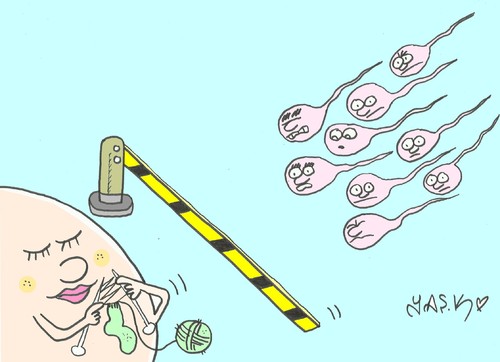 Cartoon: obstacle (medium) by yasar kemal turan tagged obstacle,sperm,egg