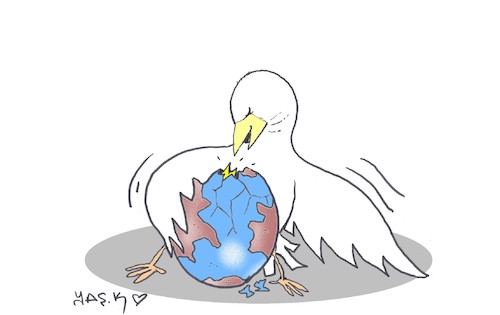 Cartoon: peace is born ... (medium) by yasar kemal turan tagged peace,born