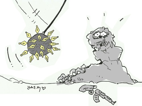 Cartoon: power of the pen (medium) by yasar kemal turan tagged power,of,the,pen