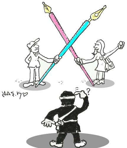 Cartoon: power of the pen (medium) by yasar kemal turan tagged power,of,the,pen