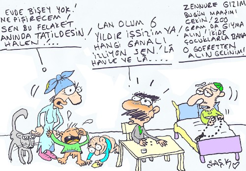 Cartoon: shortage of livelihoods (medium) by yasar kemal turan tagged shortage,of,livelihoods