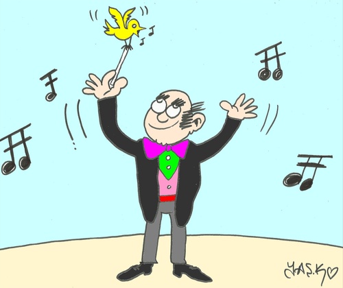 Cartoon: small soloists (medium) by yasar kemal turan tagged small,soloists,music,chief