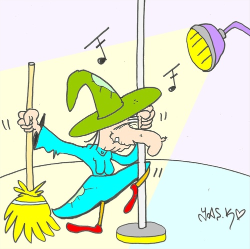 Cartoon: striptease (medium) by yasar kemal turan tagged witch,striptease