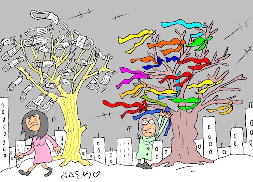Cartoon: Wish Tree (medium) by yasar kemal turan tagged wish,tree