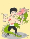 Cartoon: Bruce Lee love (small) by yasar kemal turan tagged bruce,lee,love