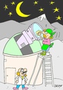 Cartoon: cleaning important (small) by yasar kemal turan tagged cleaning,important,telescope,scientist,women