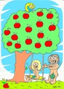 Cartoon: first swing (small) by yasar kemal turan tagged adam,eve,first,swing